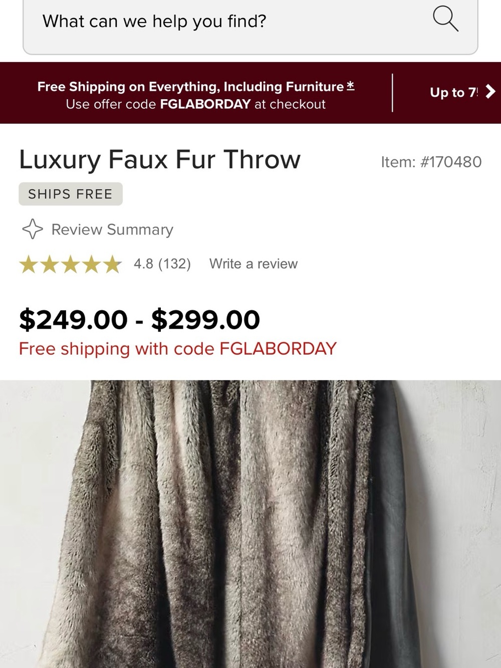 Frontgate Luxury Faux Fur Throw Brown Mink Plush Blanket NWOT